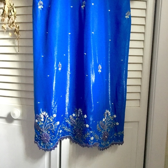{Kurti} Sequin & Pearl Sapphire Blue Tunic Dress - Picture 6 of 8